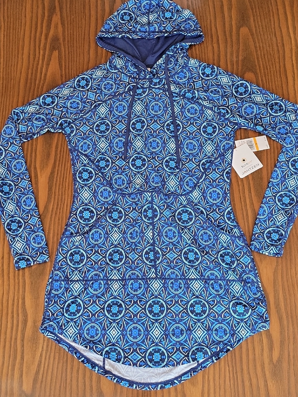 NWT -- BLOOUV JANTZEN Blue & Navy Wave-Pattern Swim Cover-Up | Size: S